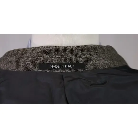 Armani Collezioni Black Tan Knit Woven Wool Viscose Sportscoat Blazer 42L